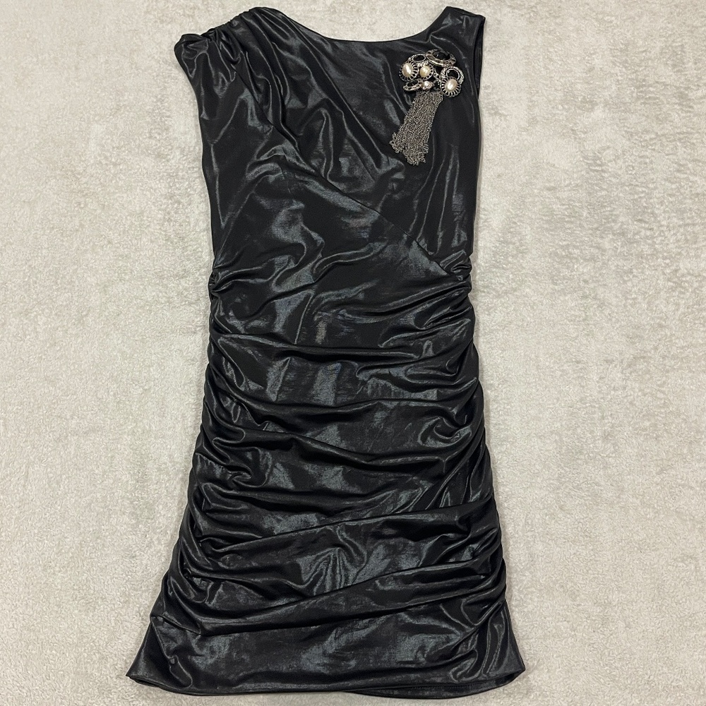 bebe Black Bodycon Dress with Brooch Size XS - Picture 4 of 14